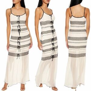 NWOT | Forever 21 Striped Organza Cami Maxi Dress Women's Size M Bow Embellished